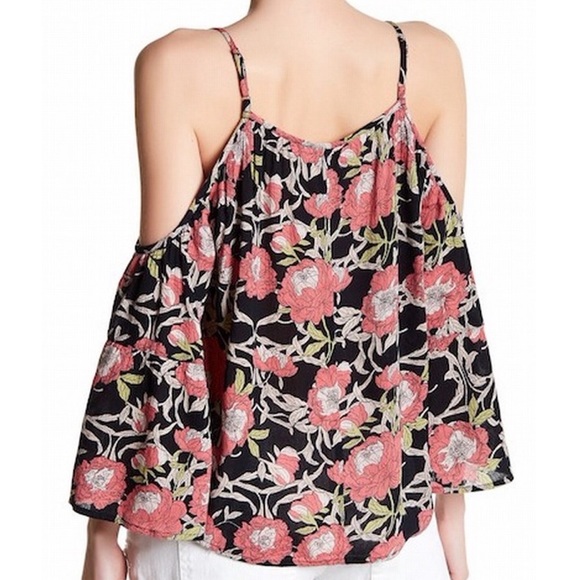 Wild Pearl Cold Shoulder Shirt Blouse Floral - Picture 2 of 3